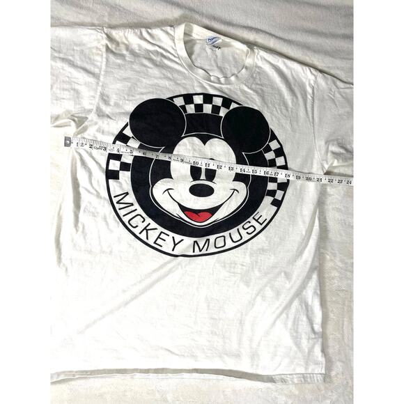 Disney Mickey Mouse Checkerboard Tee White L - Picture 3 of 6